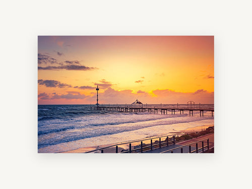 Amber Dusk Jetty, coastal canvas wall art print, front view