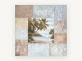 Palm Cove Patchwork, coastal canvas wall art print, front view