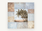 Palms and Patchwork Panels, coastal canvas wall art print, front view