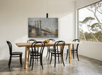 Weathered Brooklyn Tower city canvas print on the wall of a dining room