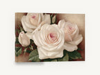 Blush Cream Rose Trio, cream pink roses floral painting, floral canvas wall art print ready to hang