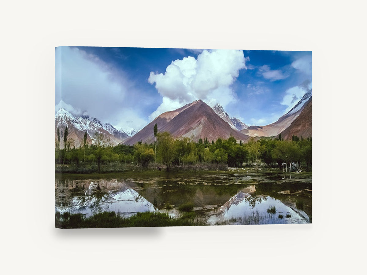 Reflected Ridge Valley, mountain valley lake reflection photograph, landscape canvas wall art print ready to hang