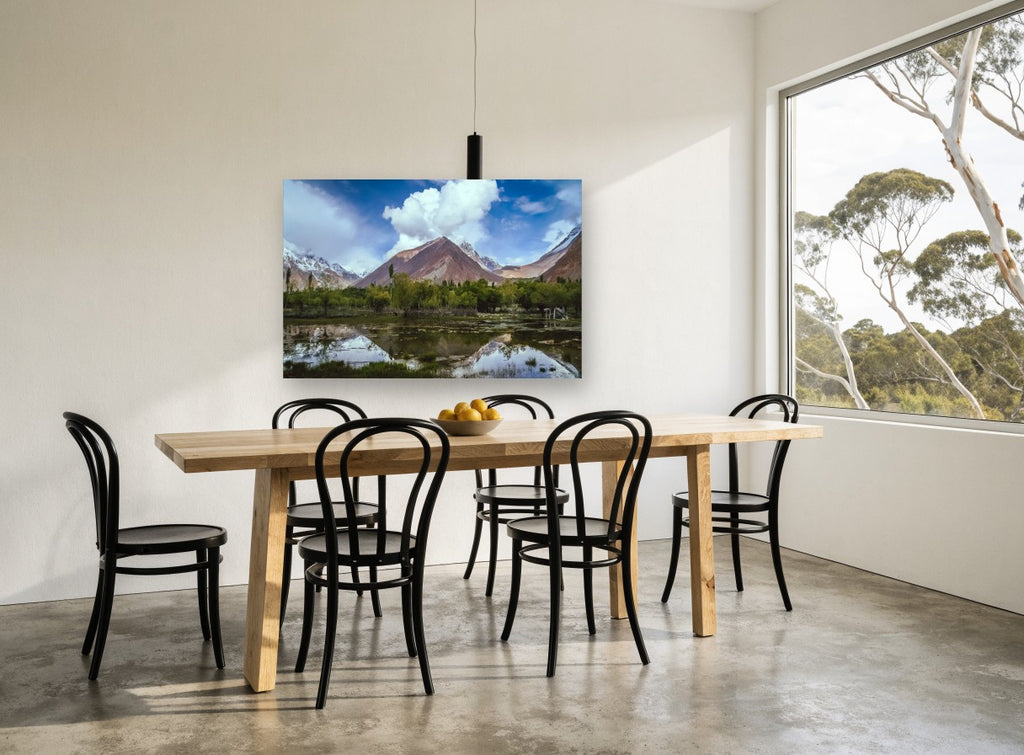 Reflected Ridge Valley landscape canvas print on the wall of a dining room
