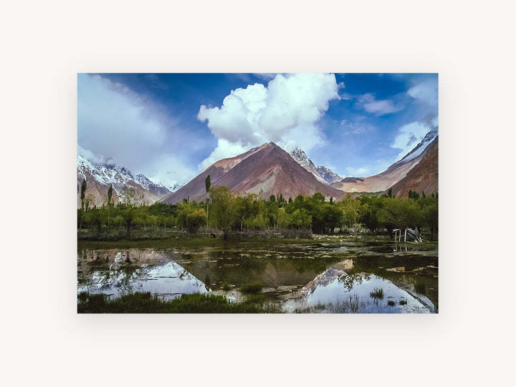 Reflected Ridge Valley, mountain valley lake reflection photograph, landscape canvas wall art print, front view