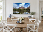 Reflected Ridge Valley landscape canvas print on the wall of a Hamptons dining room