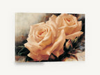 Peach Rose Pair, peach cream roses floral painting, floral canvas wall art print ready to hang