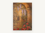 Wisteria Gate Archway, floral canvas wall art print, front view