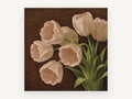 Cream Tulips on Chocolate, floral canvas wall art print, front view