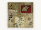 Ginkgo and Pine Collage, floral canvas wall art print, front view