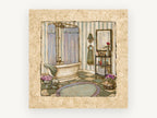 Lavender Bathroom Retreat, floral canvas wall art print, front view