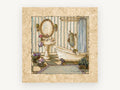 Striped Bathroom Retreat, floral canvas wall art print, front view