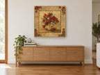 Crimson Bouquet Frame floral canvas print on the wall of a living room above a sideboard