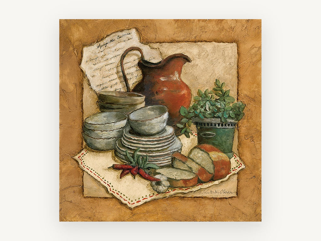Spaghetti Sauce Pantry, kitchen canvas wall art print, front view