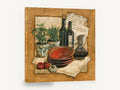 Tuscan Herbs and Wine, herbs wine bottles italian kitchen still life, kitchen canvas wall art print ready to hang