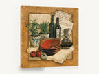 Tuscan Herbs and Wine, herbs wine bottles italian kitchen still life, kitchen canvas wall art print ready to hang