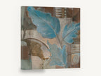 Blue Leaves on Linen, blue leaf botanical contemporary painting, floral canvas wall art print ready to hang