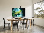 Cave Pool Falls landscape canvas print on the wall of a dining room