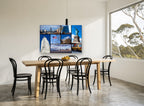 Manhattan Icons Collage city canvas print on the wall of a dining room