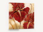 Crimson Iris Pair, red iris floral painting gold, floral canvas wall art print ready to hang