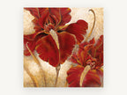 Crimson Iris Pair, floral canvas wall art print, front view