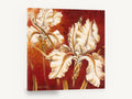 Cream Iris on Crimson, white iris painting red background, floral canvas wall art print ready to hang