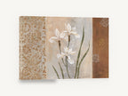 White Iris Panel, white iris botanical panel painting, floral canvas wall art print ready to hang