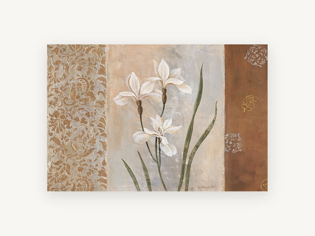 White Iris Panel, floral canvas wall art print, front view