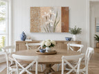 White Iris Panel floral canvas print on the wall of a Hamptons dining room