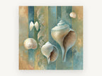 Striped Shell Collection, coastal canvas wall art print, front view