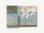Blue Panel Lilies, white lilies blue patchwork floral, floral canvas wall art print ready to hang