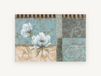 Blue Panel Peonies, floral canvas wall art print, front view