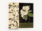 White Magnolia on Black, white magnolia black cream floral panel, floral canvas wall art print ready to hang