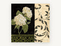 Hydrangea on Black Damask, floral canvas wall art print, front view