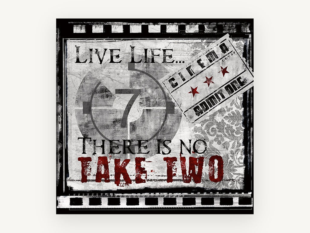 Live Life Take Two, vintage canvas wall art print, front view