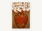 Cream Blooms Red Urn, floral canvas wall art print, front view