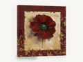 Crimson Poppy Gilded Frame, red poppy gold scroll floral painting, floral canvas wall art print ready to hang
