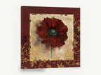 Crimson Poppy Gilded Frame, red poppy gold scroll floral painting, floral canvas wall art print ready to hang