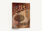 Espresso Yourself Sign, espresso cup typography coffee sign, kitchen canvas wall art print ready to hang