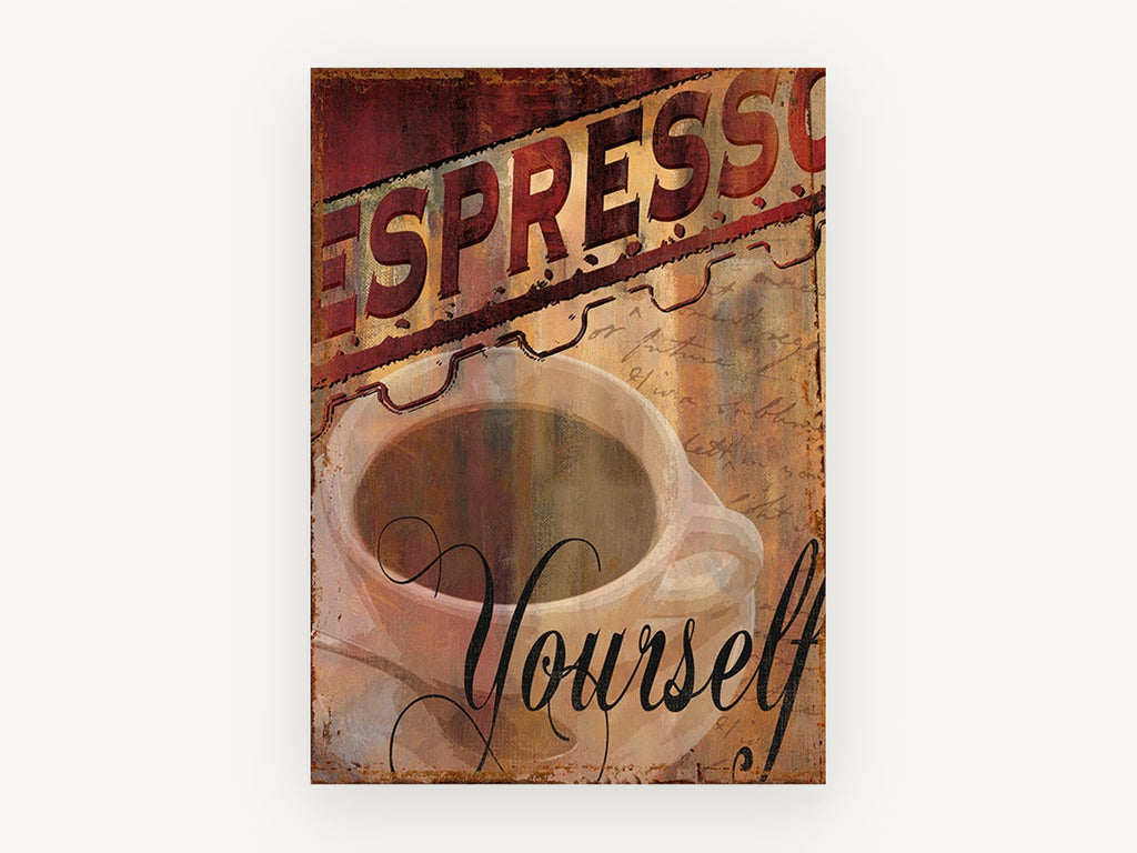 Espresso Yourself Sign, kitchen canvas wall art print, front view