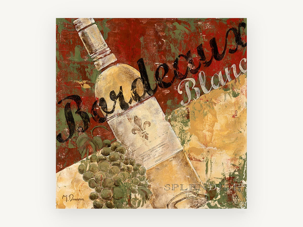 Bordeaux Blanc Cellar, kitchen canvas wall art print, front view