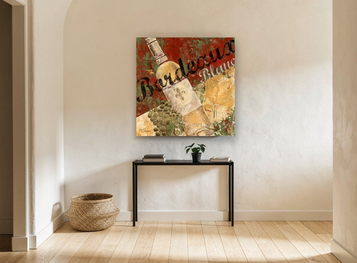 Bordeaux Blanc Cellar kitchen canvas print on the wall of a hallway