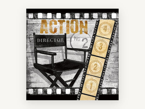 Action Director's Chair, vintage canvas wall art print, front view