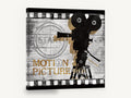 Motion Picture Camera, vintage movie camera film poster, stretched canvas wall art print ready to hang