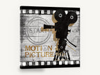 Motion Picture Camera, vintage movie camera film poster, stretched canvas wall art print ready to hang
