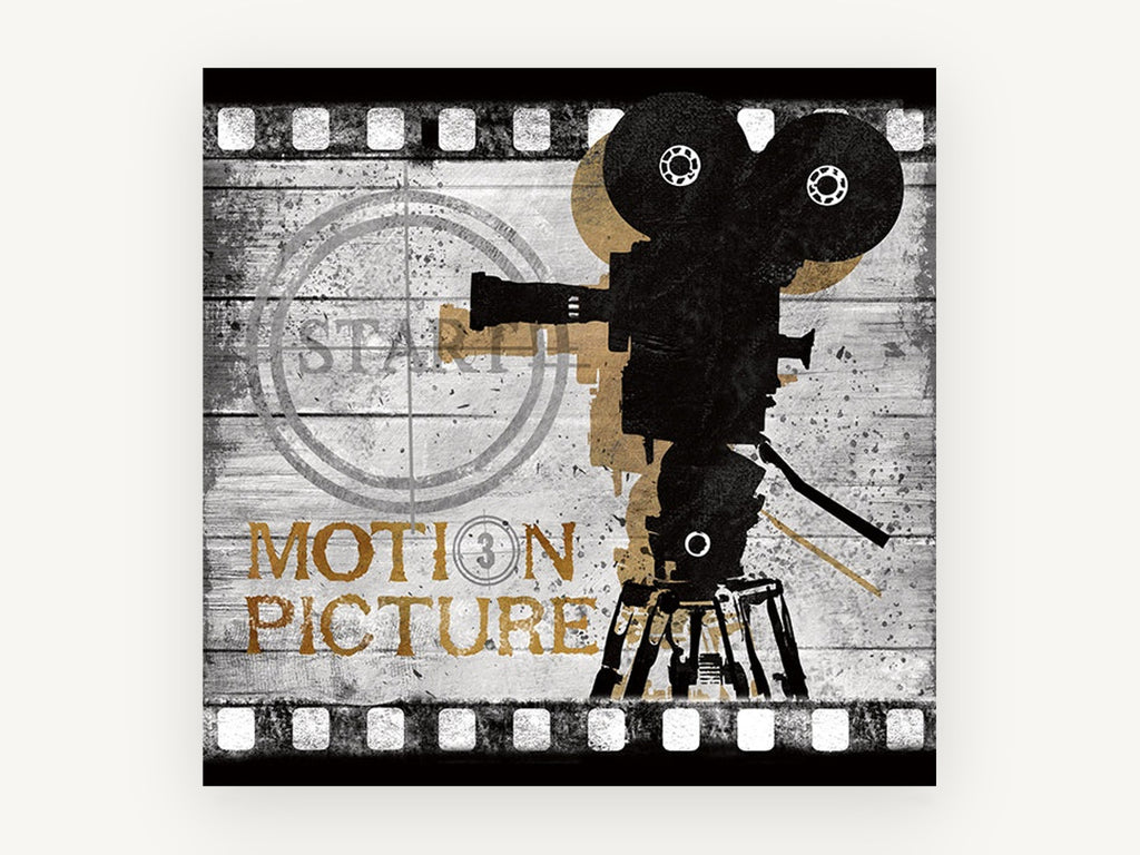 Motion Picture Camera, vintage canvas wall art print, front view