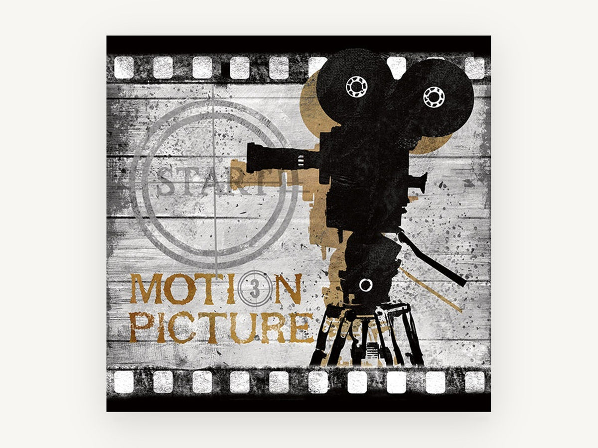 Motion Picture Camera, vintage canvas wall art print, front view