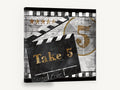 Take 5 Clapperboard, retro movie clapperboard film, stretched canvas wall art print ready to hang