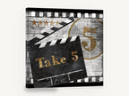Take 5 Clapperboard, retro movie clapperboard film, stretched canvas wall art print ready to hang
