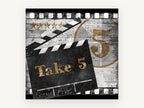 Take 5 Clapperboard, vintage canvas wall art print, front view