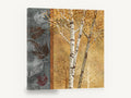 Birch Leaves Panel, autumn birch trees leaf panel illustration, landscape canvas wall art print ready to hang
